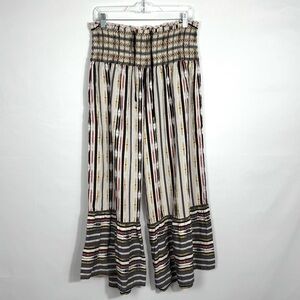 Anthropologie Maeve Zamirah Smocked Waist Wide Leg Pants Striped Size Small